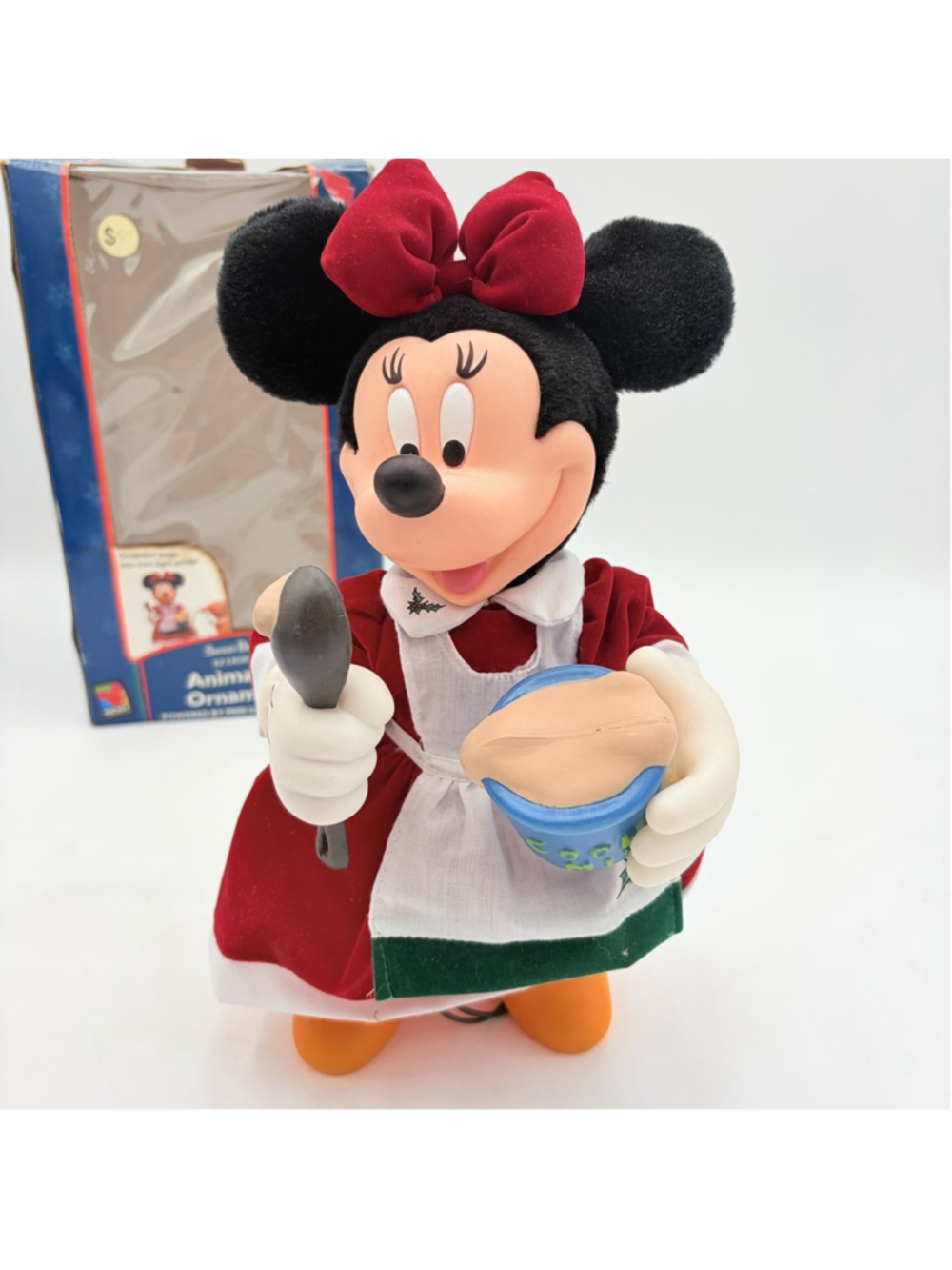1998 Disney Minnie Mouse Santa’s Best EZ Light Animated Ornament Box Christmas